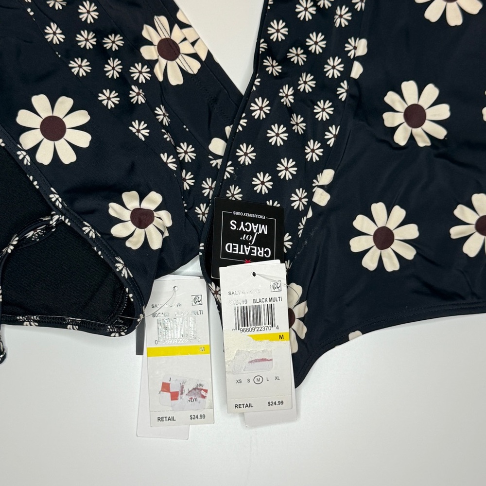 NWT | Salt + Cove | Daisy Print Bikini Set Two-Piece Swimsuit | Black | Size M - Picture 8 of 12